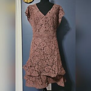 NWT City Chic mocha Sienna crochet lace ruffle mini dress plus size 18W